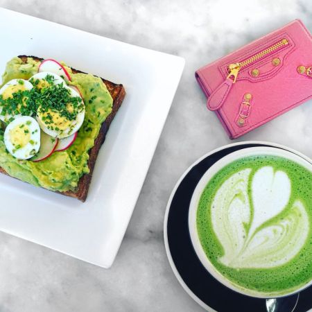 Avocado on toast flat lay